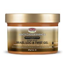 African Pride Black Castor Miracle Braid, Loc & Twist Gel – 227g
