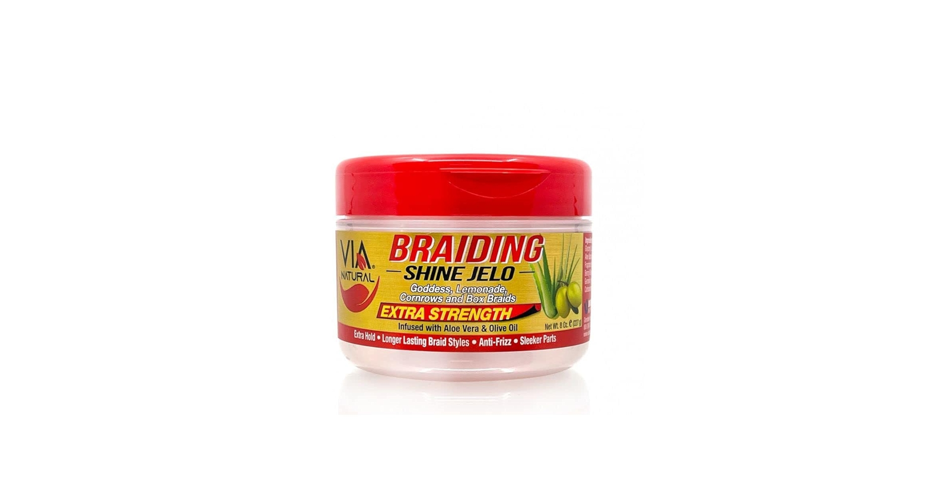 Via Natural Extra Strength Braid Shine Gel 8oz – Long-Lasting Hold & Gloss